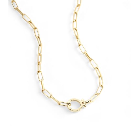 Mint & Lily Paperclip Chain Necklace for Women, Layering | 18K Gold Plated Adjustable Layering Chain Necklace, Hinge Clasp Charmn, Tarnish-Resistant, Waterproof, Jewelry Gift for Her - color: Gold