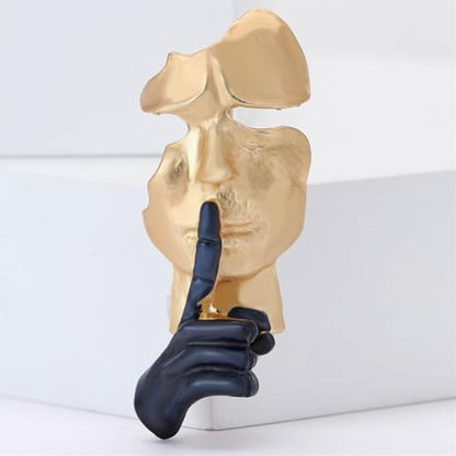 Gold Mask Enamel Lapel Brooch Pin for Women Men Abstract Art Enamel Brooch Silence is Thinker Badge Pin Accessories for Lapel Backpack Jacket Hat Bag - color: Gold