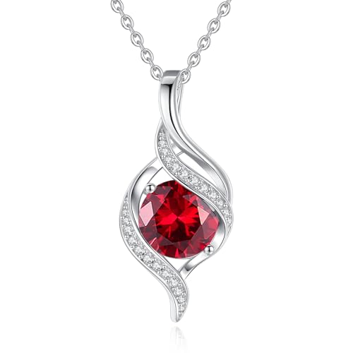 FANCIME Birthstone Necklace for Women Jewelry Gift for Her | Infinity Love Pendant Sterling Silver, Birthday Gift for Women, Adjustable 16+2" - color: 07 - Created Ruby