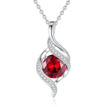 FANCIME Birthstone Necklace for Women Jewelry Gift for Her | Infinity Love Pendant Sterling Silver, Birthday Gift for Women, Adjustable 16+2" - color: 07 - Created Ruby