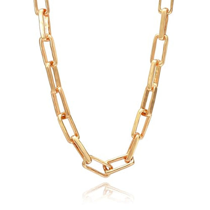 COBI Paperclip Chain Necklace for Women,Beaded Necklace,18K Gold /925 Sterling Silver Plated,Chunky Link Chain Necklace for Daily Wear,Ideal Gift for Her 17" - style: Paperclip-Gold