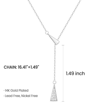 925 Sterling Silver Lariat Necklace for Women | Long 14K Gold Plated Y-Shaped Pearl Necklace CZ Crystal Ball Sparkle Necklace for Mother Daughter Bride Wedding Jewelry - color: Style 2-Sliver