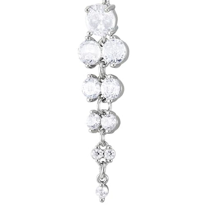 COOLSTEELANDBEYOND Belly Button Ring with Multi Cubic Zirconia Dangle, Elegant Crystal Drop Navel Piercing Jewelry