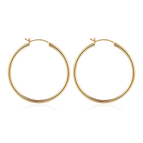 M MOOHAM Hoop Earrings for Women, Hypoallergenic 14K Gold Plated Earrings | Gold Plated Hoop Earrings Set for Sensitive Ears, Earring Stack for Women Trendy, Jewelry Gifts Lightweight 13-60mm - color: 2pcs-40mm-Gold-plated