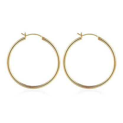 M MOOHAM Hoop Earrings for Women, Hypoallergenic 14K Gold Plated Earrings | Gold Plated Hoop Earrings Set for Sensitive Ears, Earring Stack for Women Trendy, Jewelry Gifts Lightweight 13-60mm - color: 2pcs-40mm-Gold-plated