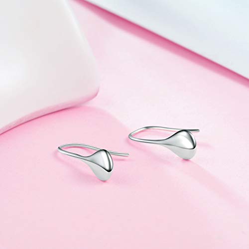 Pull Through Teardrop Dangle Earrings 925 Sterling Silver Simple Water Drop Earrings Birthday Mother's Day Christmas Gifts for Women - style: pull through teardrop earrings style B