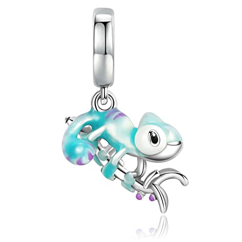 LNQOBU 925 Sterling Silver Charms Color-changing Chameleon Dangle Charm Beads Glow in the Dark Charme fits Pandora Bracelets and Necklace Jewelry Gift for Women - style: C-Blue Chameleon Charm