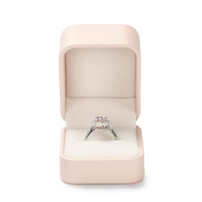 Oirlv Luxury Leather Jewelry Ring Box Engagement Ring Box Wedding Day Keepsake Case Bridal Photo(Pink) - color: Pink, size: Ring Box