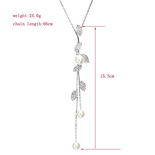 Y-Shaped Necklace Bohemian Crystal Pearl Flower Leaf Dangle Long Necklace Fashion Elegant Tassel Sweater Chain Women Jewelry