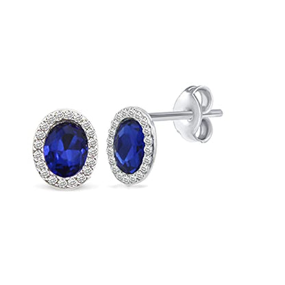 Charm Earrings Hoop set in 925 Sterling Silver for women Open Lotus Flower | Simulated Blue Sapphire | Tiny Lotus | Circle | Climber Crawler - style: Blue Synthetic Sapphire