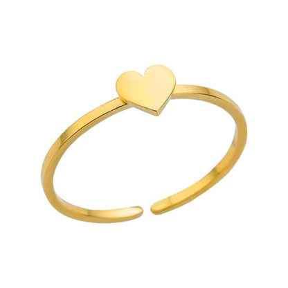 Sun and Moon Rings Stainless Steel Crescent Sun Rings for Women Gold Open Ring Middle Index Finger Jewelry Gift - color: B-Gold Heart