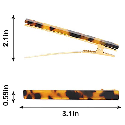 Cobahom 12 Pcs 3.15 Inch Leopard Print Hair Clips Duckbill Barrettes | Chic Tortoise Shell Hair Clip for Women, Cellulose Acetate Hair Clips for Thin Thick Hair (6 Deep Pattern + 6 Light Pattern) - color: 12 Pcs Leopard Print