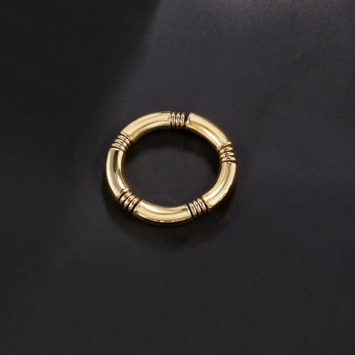 Gold Chunky Bangles Bracelets For Women 14k Gold Plated Stack Layered Curved Bamboo Tube Stretch Bracelets Gift Jewelry - color: 1pcs Gold