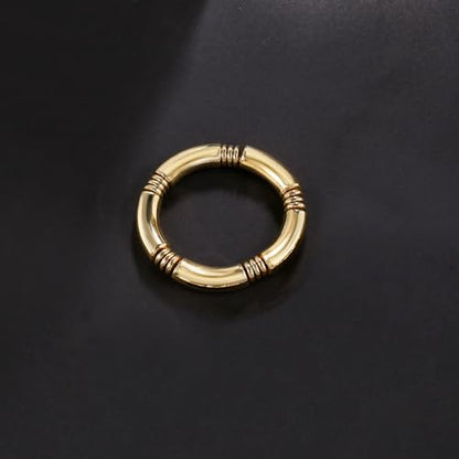 Gold Chunky Bangles Bracelets For Women 14k Gold Plated Stack Layered Curved Bamboo Tube Stretch Bracelets Gift Jewelry - color: 1pcs Gold