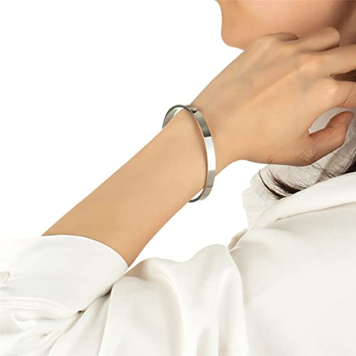 Inspirational Open Bracelet Cuff for Women Men Engraved Keep Fucking Going Bracelet Bangle Stainless Steel Arrow Bracelet Fashion Wristband Jewelry - color: Silver