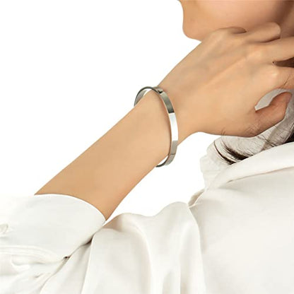 Inspirational Open Bracelet Cuff for Women Men Engraved Keep Fucking Going Bracelet Bangle Stainless Steel Arrow Bracelet Fashion Wristband Jewelry - color: Silver