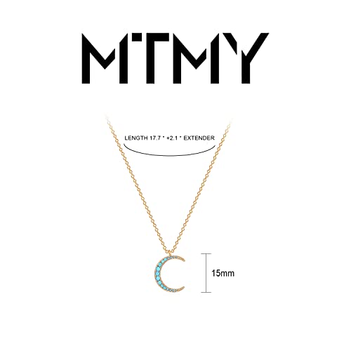 MTMY Gold Moon Pendant Necklace for Women,14K Gold Plated Dainty Chain Crescent Moon Sun Star Necklace Jewelry - style: turquoise moon