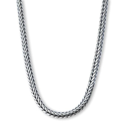 Solid 925 Sterling Silver Foxtail Chain Necklace, Width 1.5mm - Oxidized Non-Tarnish Unisex Snake Design Wheat Chain Necklace for Men Women 17.7" 19.7" 21.6" 23.6" Inch - Handmade - style: 17.7" - 45 cm
