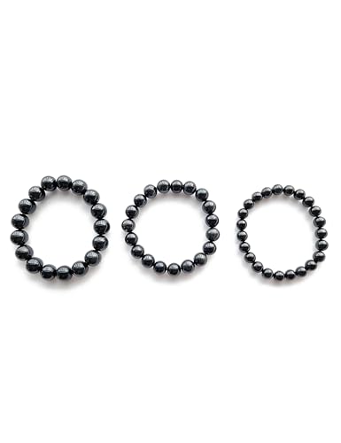 Silan's Natural Obsidian Bracelet with Lucky Card, Black Crystal Stretch Gift for Women, Elastic Adjustable Stone Jewelry - size: 8mm