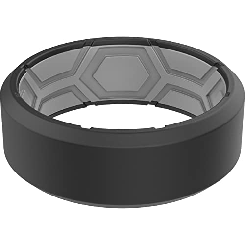 ThunderFit Men Breathable Air Grooves Silicone Rings Wedding Bands 8mm Wide | 2.4mm Thick Rubber Rings, Available in 1, 2, 3, 4, 6 & 7 Packs, Comfortable Fit, Durable & Flexible Silicone - color: Pack C: Charcoal Black / Dark Grey, size: 12.5 - 13 (22.33m