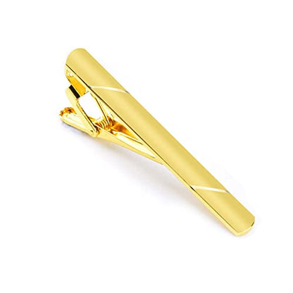 Gold Tone Regular Tie Clips Men-Skinny Tie Bar Suitable for Wedding Anniversary Business Meetings and Daily Life Necktie Accessories - style: two line