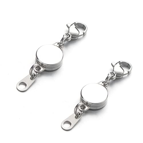 Zpsolution Stainless Steel Magnetic Clasps for Necklaces and Bracelets | Waterproof and Tarnish Resistant, Easy to Use, Strong Magnet, Flat Design, Locking Magnetic Jewelry Clasps - color: Silver