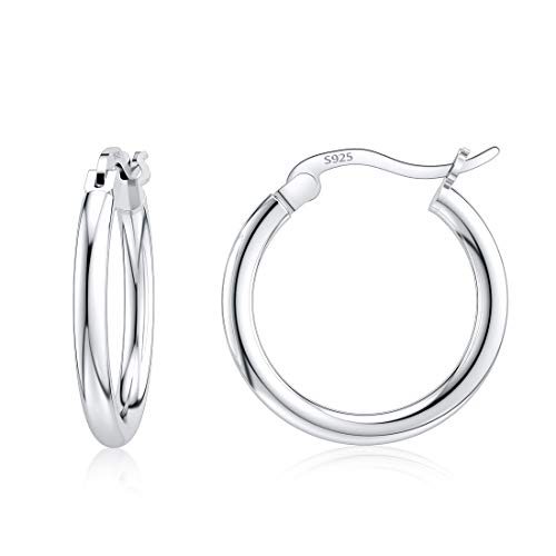 JIAYIQI Sterling Silver Hoop Earrings 18K White Gold Plated Silver Circle Endless Earrings Hoops Jewelry Lightweight Hoop Earring for Women Diameter 10,14,16,18,20,25,30,35,40,50,60mm - style: Silver-16mm
