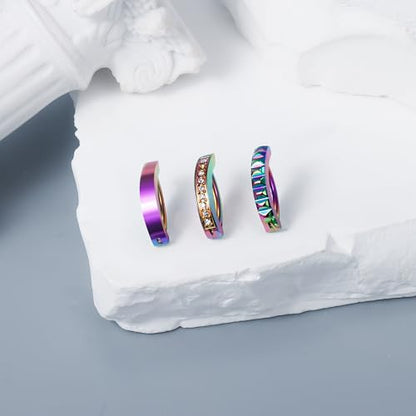 Vsnnsns 14G Clicker Belly Button Ring Piercing Jewelry 316L Stainless Surgical Steel Diamond CZ Navel Rings Clear CZ Clip Belly Button Ring Piercing Jewelry for Women Men 14 Gauge 10MM 12MM - color: 12MM-Rainbow