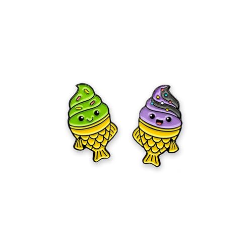 Enamel Pin Set (2 Pins Per Set) for Backpack, Bag, Lapel, Noodles, Food, Kawaii Button Collector - style: Taiyaki