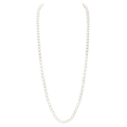 Rosemarie & Jubalee Women's Stunning Simulated Glass Pearl Knotted Strand Pearl Necklace - color: Cream, Gold, size: 8mm, style: 36" Endless