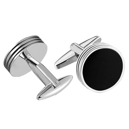 Cufflinks Black Small, Cufflinks for Men Vintage Stainless Steel Circle Shirt Tuxedo Suit Cuff Links for Groom Dad