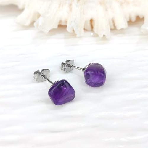 Turquoise Earrings, Natural Raw Turquoise Stud Earring with Stainless Steel Post, Handmade Turquoise Jewelry for Women Fashion Accessories