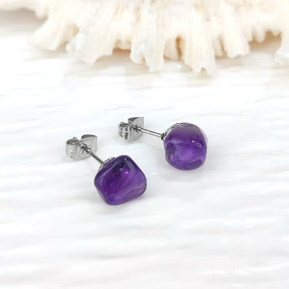 Turquoise Earrings, Natural Raw Turquoise Stud Earring with Stainless Steel Post, Handmade Turquoise Jewelry for Women Fashion Accessories