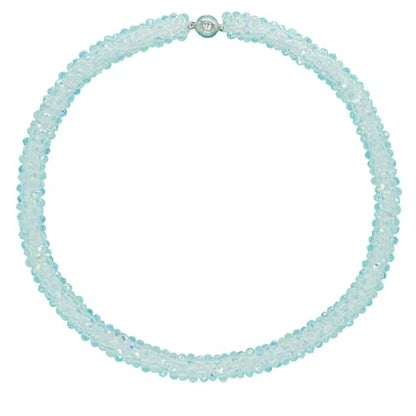 Hand Knotted Beads Statement Necklace Bracelet Jewelry Set Artificial Crystal Choker for Women- Handmade Beaded Strand Sparkly Faceted Crystal Rondelle-17inches, 30 Colors - color: White-AB