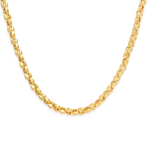 Jean Beau Gold Choker Necklace for Women, Simple 18K Gold Plated Adjustable Link Chain Prom Jewelry Gifts - color: Rolo
