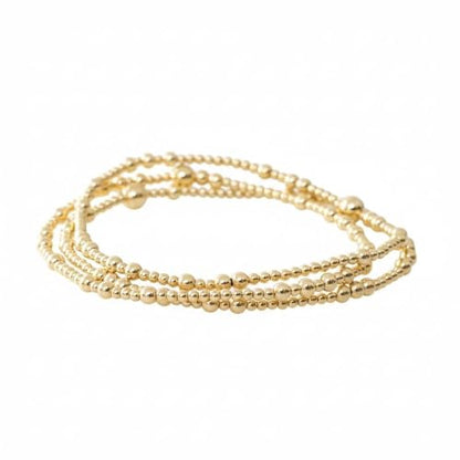 14K Gold Plated Beaded Bracelets Stack Set for Women,Stretch Boho Ball Jewelry Friendship Trendy - color: 3Pcs