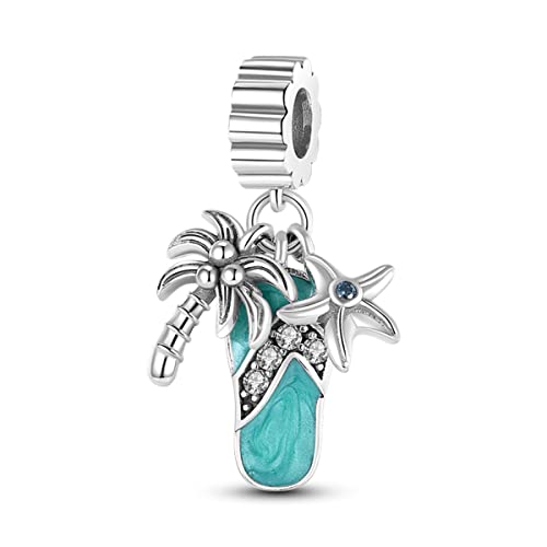 HONGRUI 925 Sterling Silver Charm for Bracelets Fashion Women Jewelry Gift - color: Blue Beach