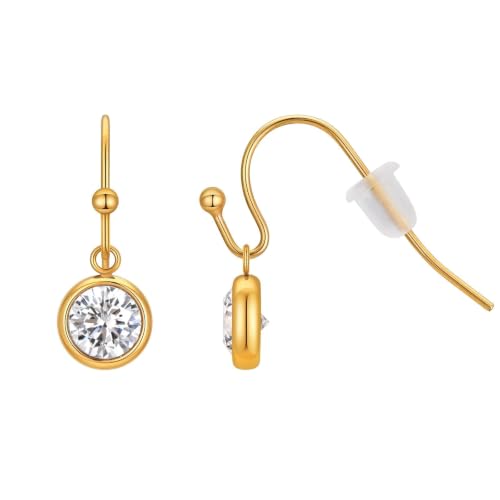 Surgical Steel Hypoallergenic Hoop Earrings for Women - Huggie Dangle CZ Cartilage Earrings - color: 18K Gold Plated