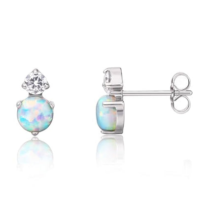 Limerencia G23 Pure Titanium Hypoallergenic Earrings | F136 Implant Grade Titanium Jewelry for Sensitive Ears - color: CZ + White Opal