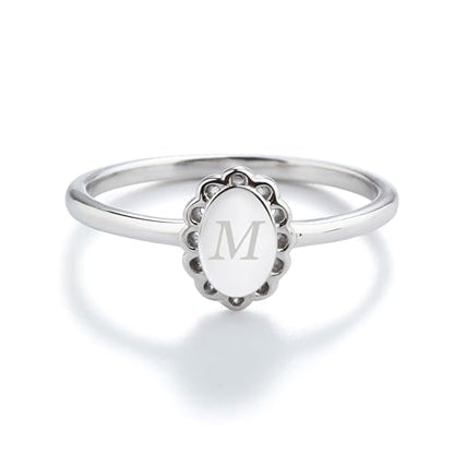 Cherished Moments .925 Sterling Silver or 14K Gold Plated Personalized Gift Signet Ring with Engraved Initial for Baby, Toddler, Kids, Girls, and Children - color: Silver