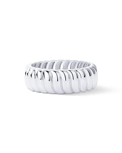 PAVOI 14K Gold Plated Chunky Statement Ring | Chunky Stackable Wide Band for Women - color: White Gold