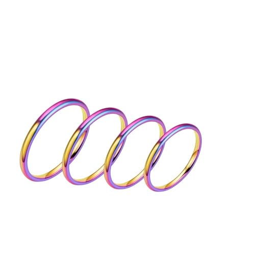 DATOA 4Pcs Stainless Steel Toe Rings Set for Women Minimalist Stackable Plain Thin Band Toe Rings Beach Foot Jewelry - color: Colorful