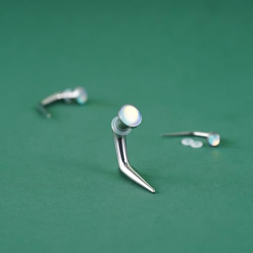 TBOSEN 18PCS Stainless Steel Stretching Kit Taper Bend Expander O-Ring Round | Flower | Heart | Cat Top Body Piercing Jewelry Set - color: Aurora Round Top,Silver