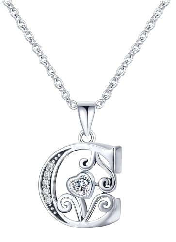 S925 Sterling Silver Initial Letter Necklaces for Women Dainty Letter Chain Necklace for Women Personalized Jewelry Gifts - style: C