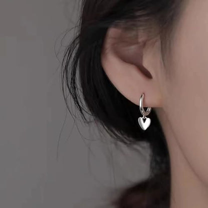 Valentines Day Earrings for Women Heart Earrings for women Gold Silver Heart Huggie Hoop Dangle Drop Earrings Small Simple Hypoallergenic Jewelry - color: A:Silver Heart Earrings