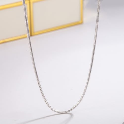 Dankadi Women 925 Sterling Silver Magic Snake Chain Necklace- Men 1.2MM Solid Snake Chain Flexible Choker 16"-30" Italian Silver 24K Gold Over Jewelry - color: Silver, size: 30 inch