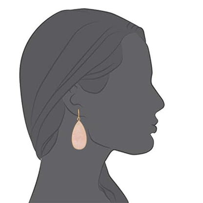Aloha Earrings Non Pierced Gold Tone Clip On Natural Stone Teardrop Dangling Earrings - style: Rose Quartz
