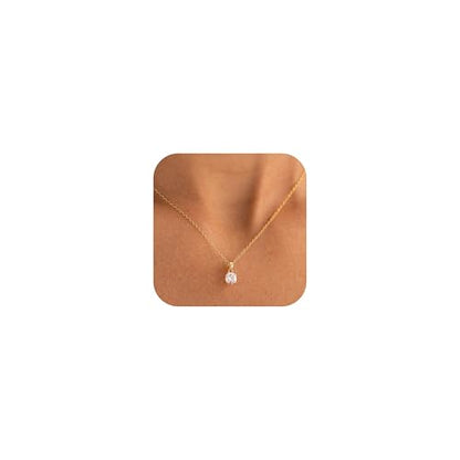 Dainty Silver Gold Necklaces for Women Cute Station Choker Simulated Diamond Necklace Simple Layering CZ Necklace Trendy Jewelry Gifts - color: Gold, style: Square
