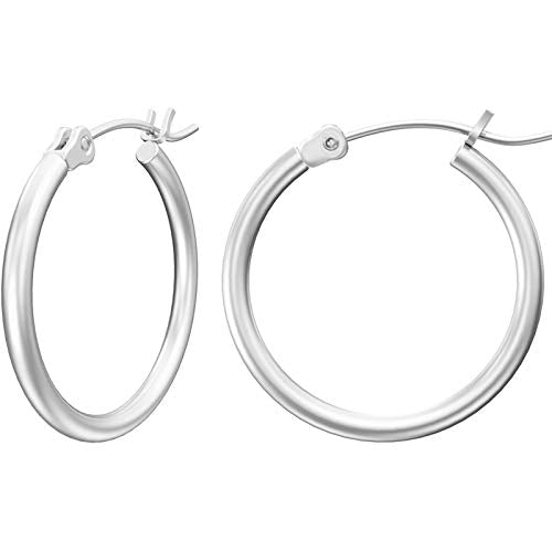 Gacimy Gold Hoop Earrings for Women 14K Real Gold Plated Hoops with 925 Sterling Silver Post - color: Silver, size: 20mm