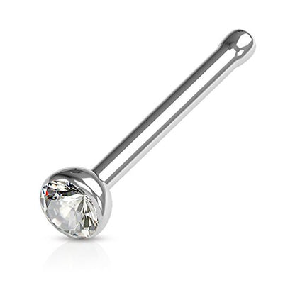 316L Surgical Steel Nose Studs with Crystals - Gold, Black, Rose Gold, and Steel Nose Ring Options - 22GA, 20GA, 18GA - Clear Cubic Zirconia - 1/4" Length - style: 20G COMBO Pack *RoseGold & Steel*